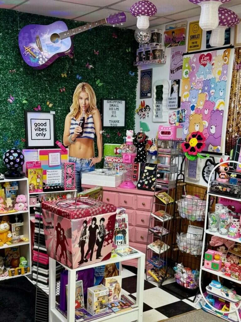 Retro kitchenware and vintage finds at a Twisted Sisters vendor booth