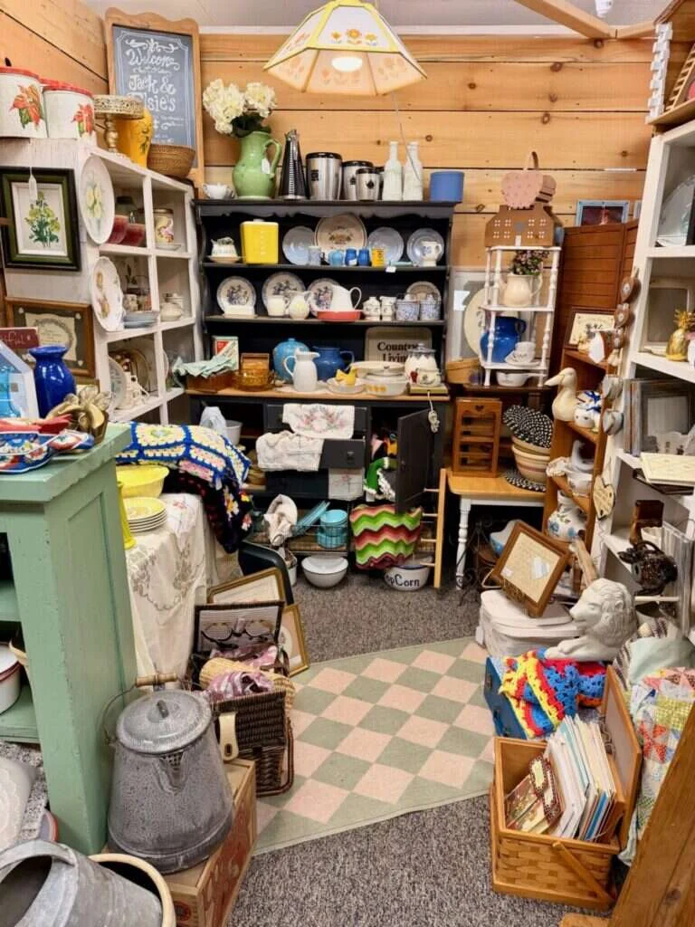Vendor booth display at Twisted Sisters Vintage Market